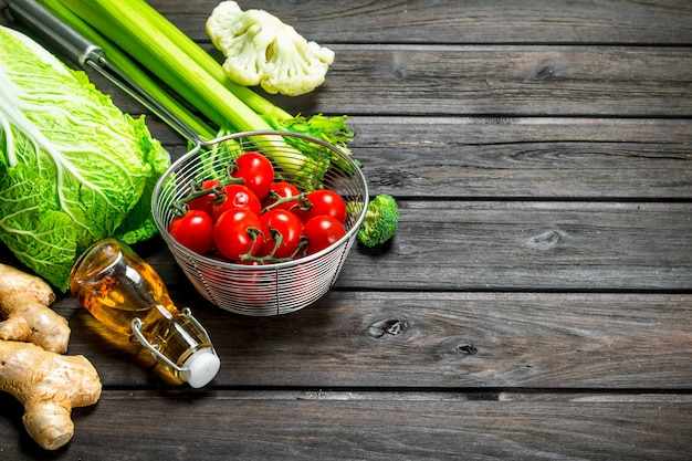 Fresh ingredients on table